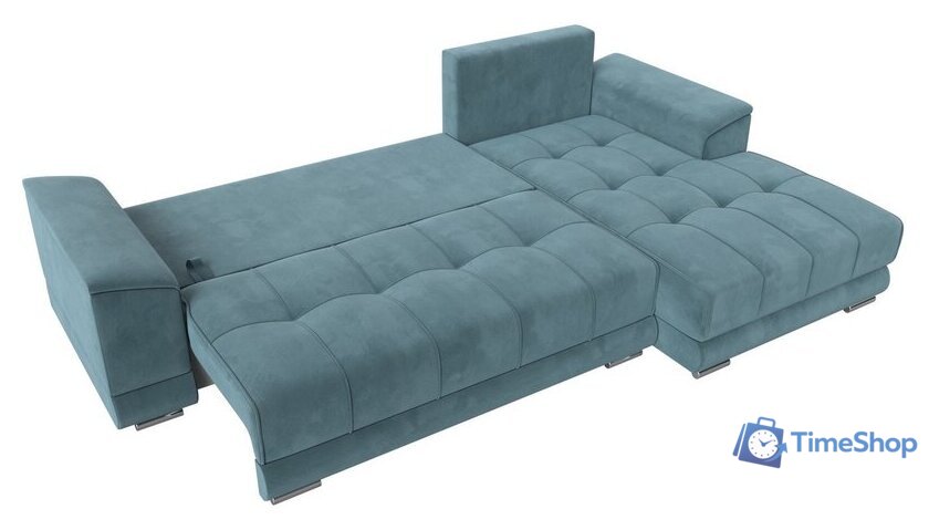 Угловой диван Лига диванов НордСтар правый 121106 (велюр бирюзовый/подушки велюр бирюзовый) - Изображение №8 — Интернет-магазин Time-Shop