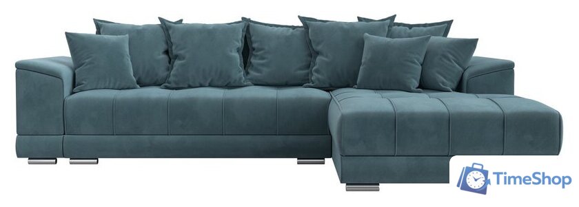 Угловой диван Лига диванов НордСтар правый 121106 (велюр бирюзовый/подушки велюр бирюзовый) - Изображение №2 — Интернет-магазин Time-Shop