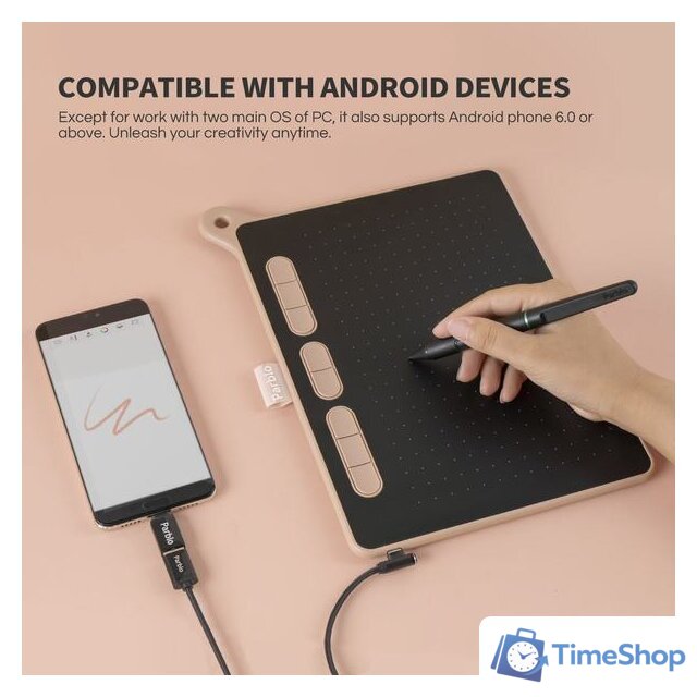 Графический планшет Parblo Ninos M (розовый) - Изображение №10 — Интернет-магазин Time-Shop