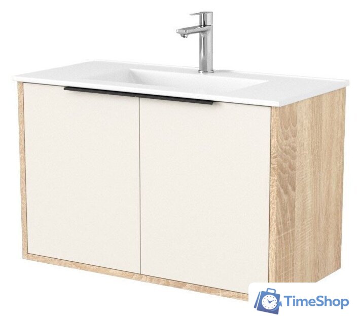  Дабер Тумба под умывальник 018 WeltWasser Deilbach 7517-80 Т18.8W.0.18Ч (бежевый/дуб бардолино/ручка черная) - Изображение №1 — Интернет-магазин Time-Shop