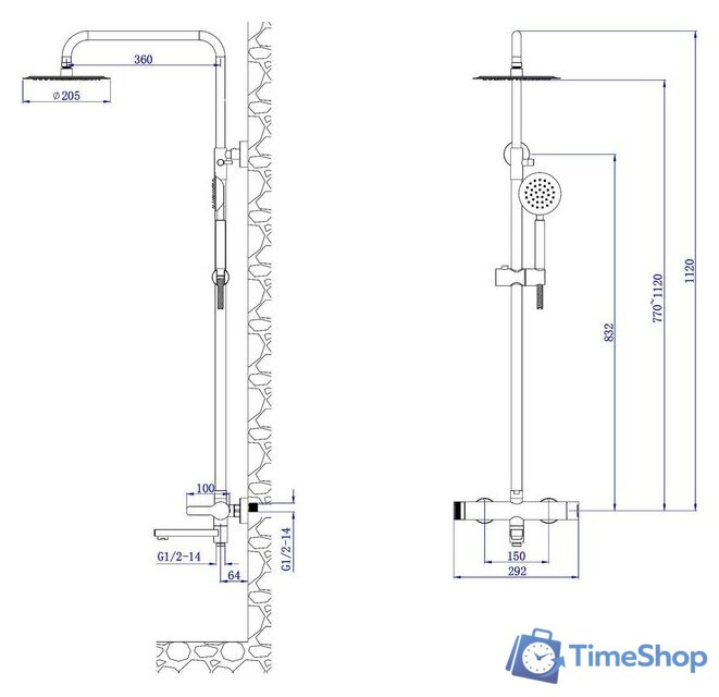 Душевая система  AV Engineering AVBON16-BW0 - Изображение №2 — Интернет-магазин Time-Shop