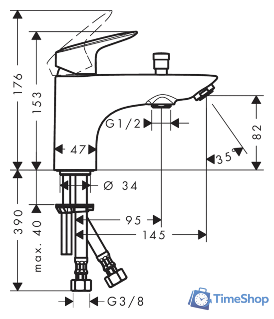 Смеситель с лейкой для биде Hansgrohe Logis 71312000 - Изображение №2 — Интернет-магазин Time-Shop