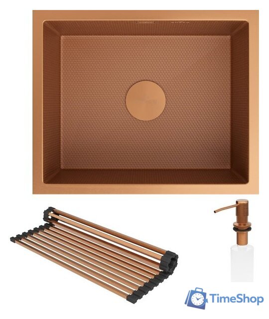 Кухонная мойка Roxen Uno 560210-54-BRS PVD бронзовая/текстурная (с ролл-матом и дозатором) - Изображение №6 — Интернет-магазин Time-Shop