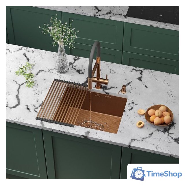 Кухонная мойка Roxen Uno 560210-54-BRS PVD бронзовая/текстурная (с ролл-матом и дозатором) - Изображение №1 — Интернет-магазин Time-Shop