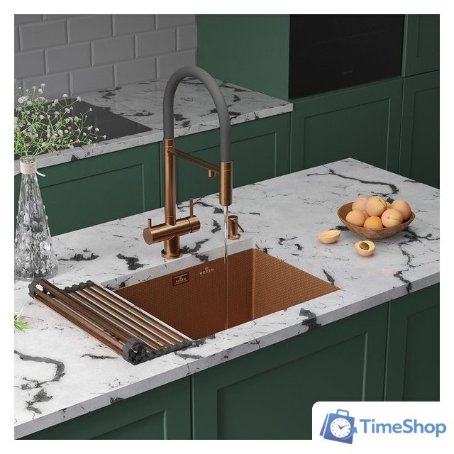 Кухонная мойка Roxen Uno 560210-54-BRS PVD бронзовая/текстурная (с ролл-матом и дозатором) - Изображение №2 — Интернет-магазин Time-Shop