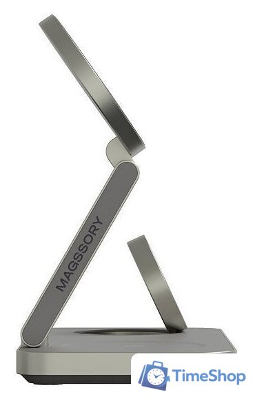 Беспроводное зарядное Magssory Yoga 3 в 1 Charging Station для Samsung Qi2 WCH017t (титан) - Изображение №4 — Интернет-магазин Time-Shop