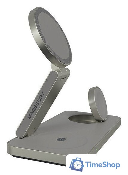Беспроводное зарядное Magssory Yoga 3 в 1 Charging Station для Samsung Qi2 WCH017t (титан) - Изображение №3 — Интернет-магазин Time-Shop