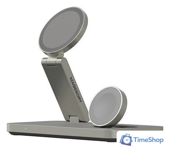 Беспроводное зарядное Magssory Yoga 3 в 1 Charging Station для Samsung Qi2 WCH017t (титан) - Изображение №1 — Интернет-магазин Time-Shop