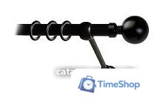 Карниз для штор Lm Decor Шар большой 059 1р гладкий 25мм (черный матовый, 2.4м) - Изображение №1 — Интернет-магазин Time-Shop