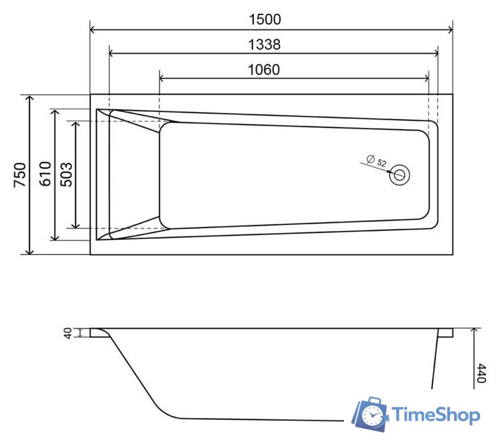 Ванна Lauter Versailles 150x75 21070050 (с каркасом) - Изображение №8 — Интернет-магазин Time-Shop