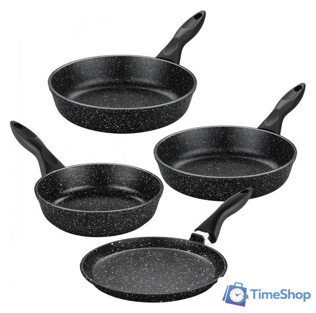 Набор сковород Elan Gallery Гармония вкуса 120112+4 (черный мрамор) - Изображение №2 — Интернет-магазин Time-Shop