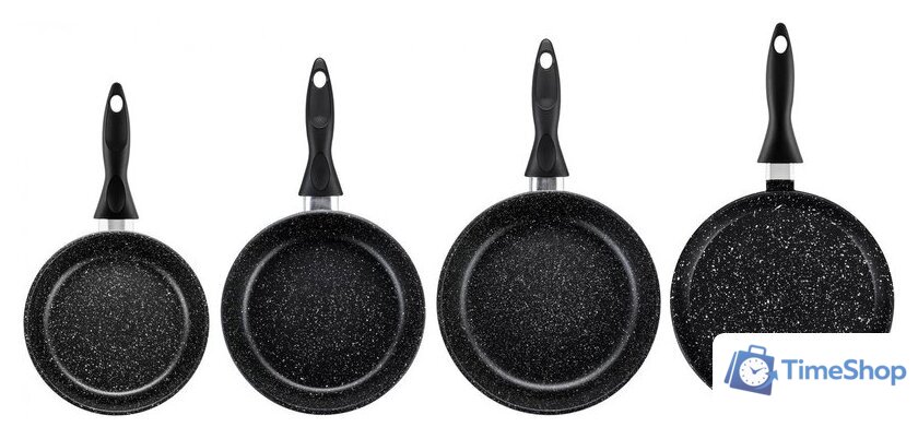 Набор сковород Elan Gallery Гармония вкуса 120112+4 (черный мрамор) - Изображение №3 — Интернет-магазин Time-Shop