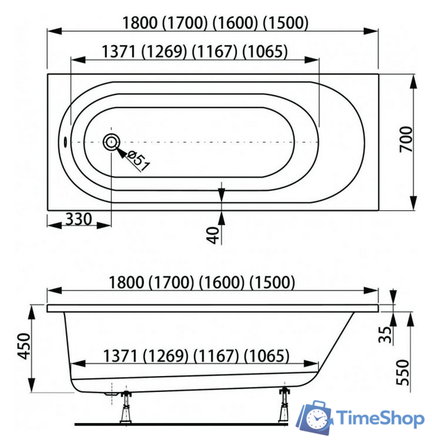 Ванна VagnerPlast Kasandra 180x70 - Изображение №5 — Интернет-магазин Time-Shop