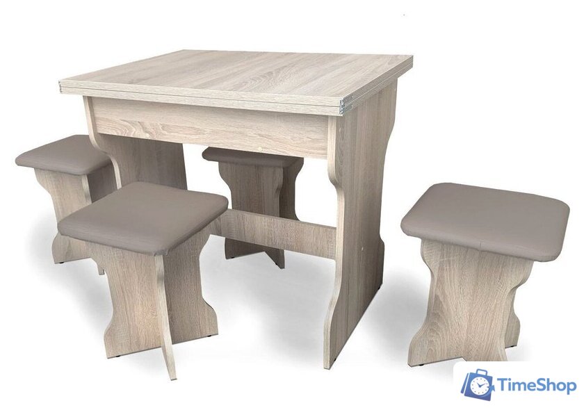 Обеденная группа Анмикс ЛДСП (дуб санома/кожзам капучино) - Изображение №2 — Интернет-магазин Time-Shop