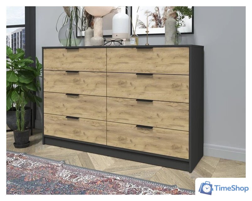 Комод Интерлиния Концепт КТ-К157 (дуб золотой/антрацит) - Изображение №4 — Интернет-магазин Time-Shop