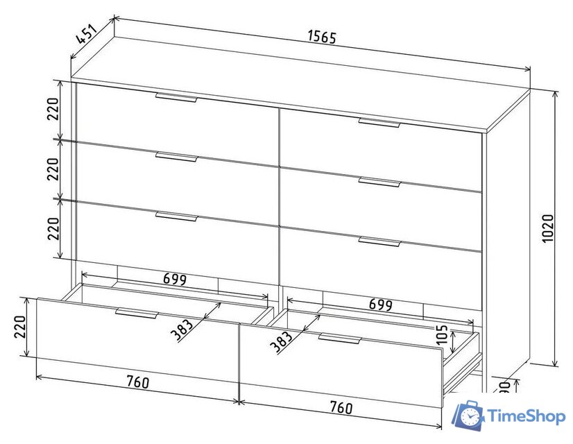 Комод Интерлиния Концепт КТ-К157 (дуб золотой/антрацит) - Изображение №5 — Интернет-магазин Time-Shop