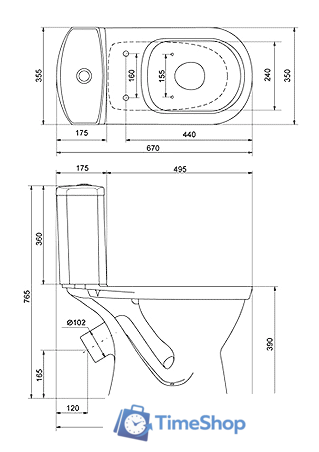 Унитаз напольный Santek Алькор WH302140 - Изображение №3 — Интернет-магазин Time-Shop