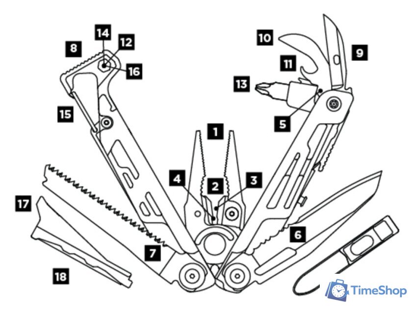 Мультитул Leatherman Signal Black & Silver (черный/серебристый) - Изображение №6 — Интернет-магазин Time-Shop