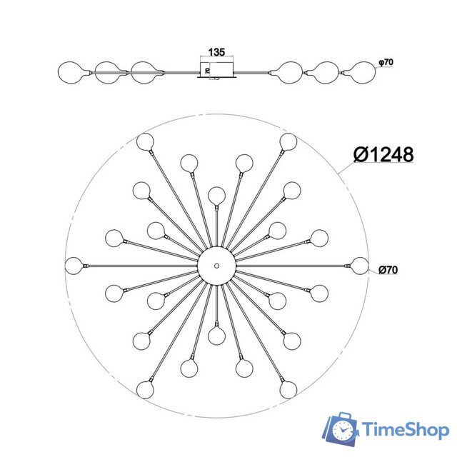 Припотолочная люстра Escada Starfall 2109/16 G4*3W Chrome - Изображение №6 — Интернет-магазин Time-Shop