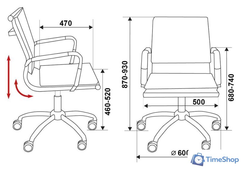 Офисное кресло Бюрократ CH-993-Low/Camel (бежевый) - Изображение №5 — Интернет-магазин Time-Shop
