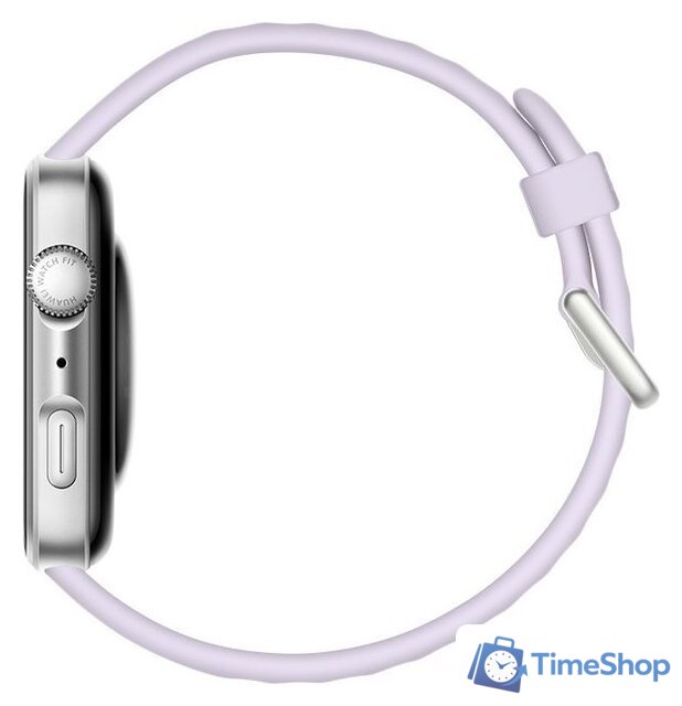 Умные часы Huawei Watch FIT 4 (серебристый, с сиреневым силиконовым ремешком, международная версия) - Изображение №4 — Интернет-магазин Time-Shop