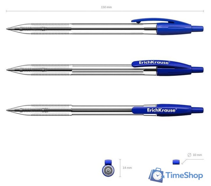 Набор шариковых ручек Erich Krause R-301 Classic Matic синий 46750 (4 шт) - Изображение №4 — Интернет-магазин Time-Shop