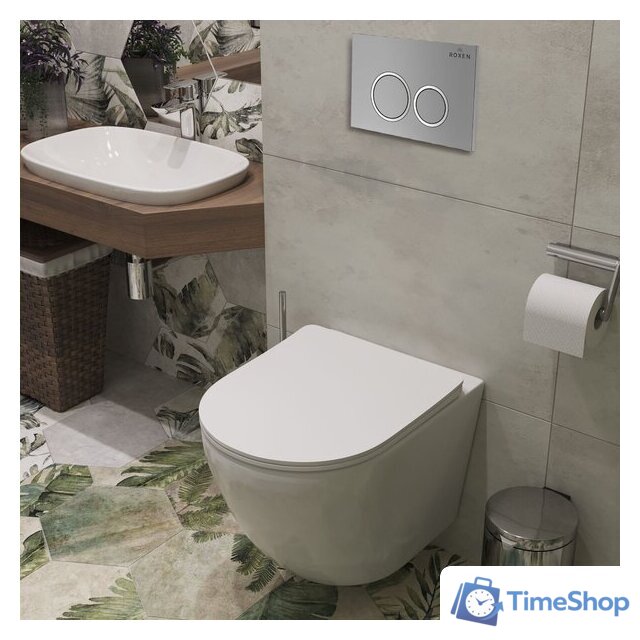 Унитаз подвесной Roxen Antares One Rimless 6 в 1 StounFix Dual Fresh 524734 (кнопка: матовая) - Изображение №5 — Интернет-магазин Time-Shop