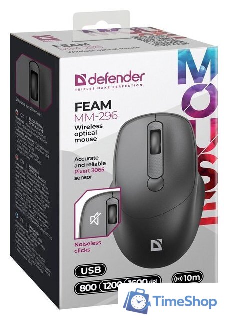 Мышь Defender Feam MM-296 (черный) - Изображение №2 — Интернет-магазин Time-Shop