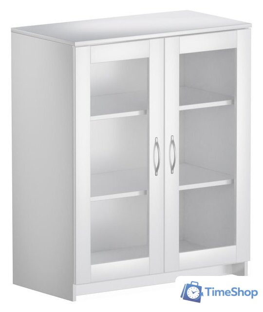 Тумба Mio Tesoro Сириус 2 двери со стеклом 78x95 2.02.03.360.1 (белый) - Изображение №1 — Интернет-магазин Time-Shop