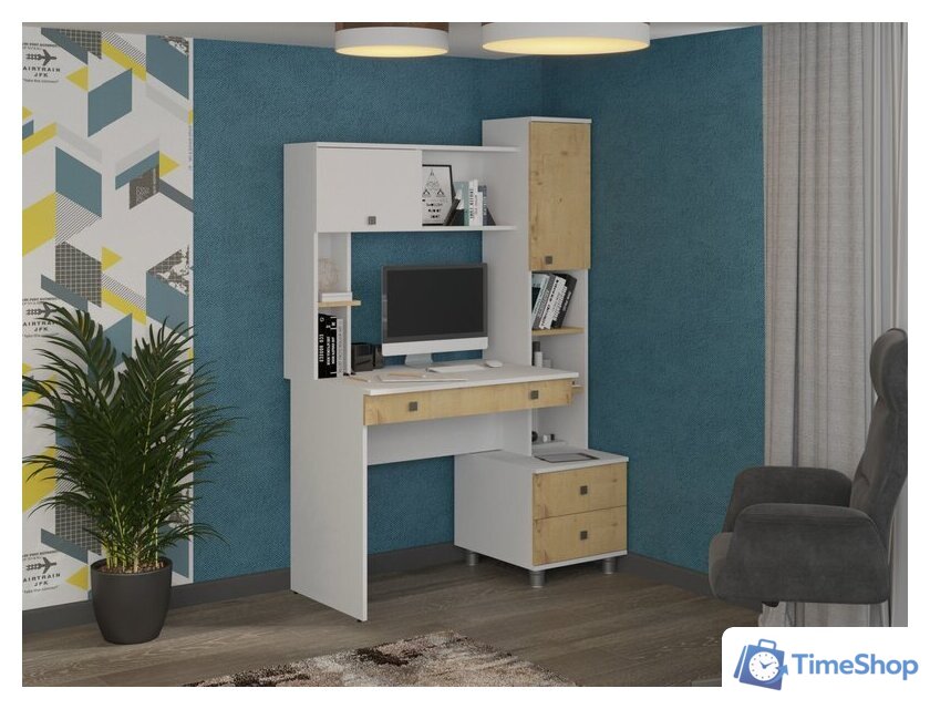 Стол Премиум Персона-10 (белый текстурный/дуб бунратти) - Изображение №2 — Интернет-магазин Time-Shop