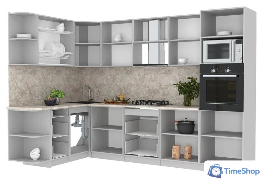 Готовая кухня Интерлиния Мила Лайт 1.68x3.0 левая (бетон/бетон/кастилло темный) - Изображение №2 — Интернет-магазин Time-Shop