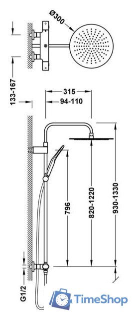 Душевая система  Tres Loft 19038705NM - Изображение №2 — Интернет-магазин Time-Shop