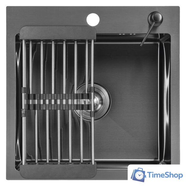 Кухонная мойка Saniteco 4848 Nano (с сифоном, дозатором и коландером) - Изображение №1 — Интернет-магазин Time-Shop