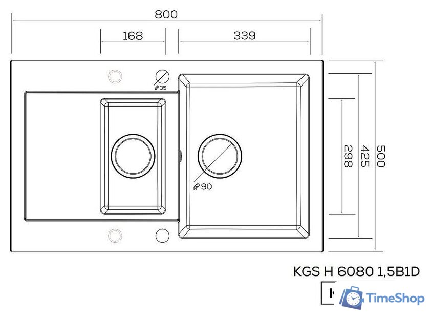 Кухонная мойка Kernau KGS H 6080 1.5B1D Graphite - Изображение №2 — Интернет-магазин Time-Shop
