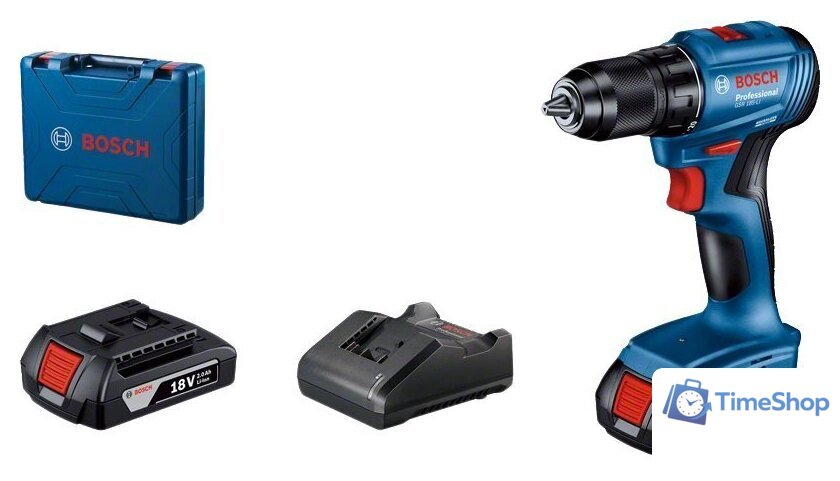 Дрель-шуруповерт Bosch GSR 185-LI Professional 06019K3000 (с 2-мя АКБ, кейс) - Изображение №1 — Интернет-магазин Time-Shop
