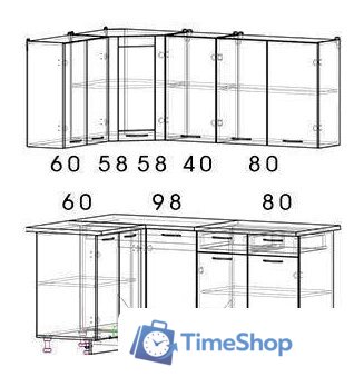 Готовая кухня Интерлиния Мила 12x18 (дуб белый/дуб серый) - Изображение №3 — Интернет-магазин Time-Shop