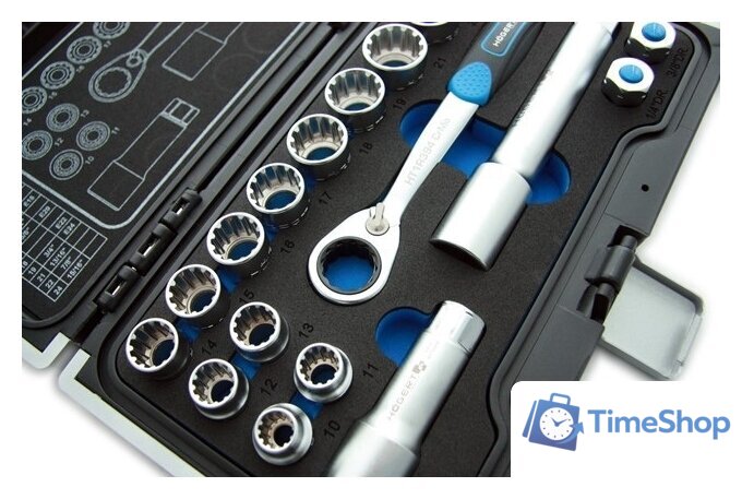 Набор трещотка с головками Hoegert Technik HT1R478 (18 предметов) - Изображение №3 — Интернет-магазин Time-Shop