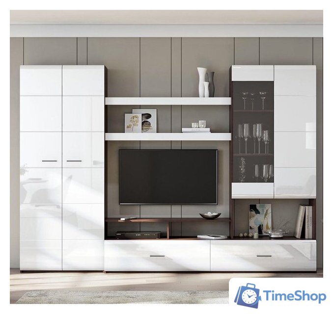 Стенка NN мебель МГС 7 исп 1 МДФ (дуб венге/белый глянец) - Изображение №1 — Интернет-магазин Time-Shop