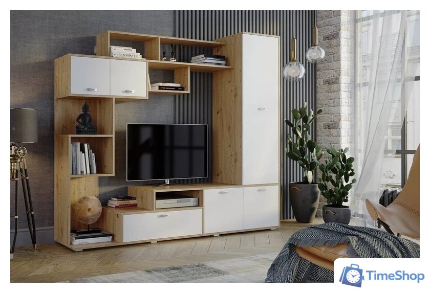 Стенка Stolline Диско СТЛ.150.01 (дуб дикий/белый) - Изображение №1 — Интернет-магазин Time-Shop