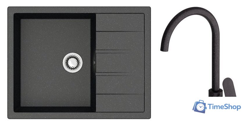 Кухонная мойка Berge BR-6502 + Like F8007122 (черный) - Изображение №1 — Интернет-магазин Time-Shop