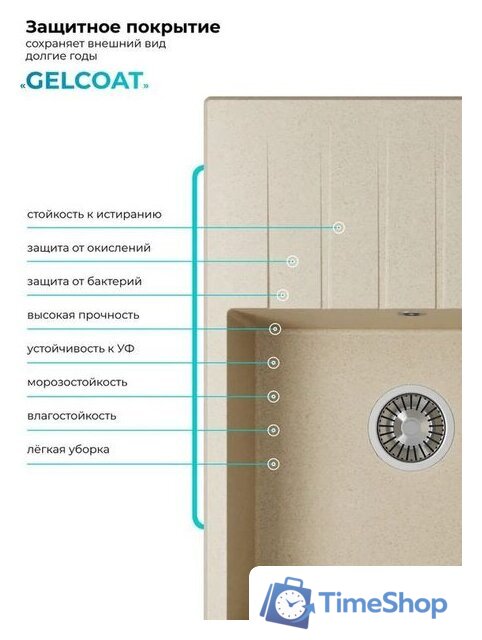 Кухонная мойка Polygran Deka 780 (опал) - Изображение №9 — Интернет-магазин Time-Shop