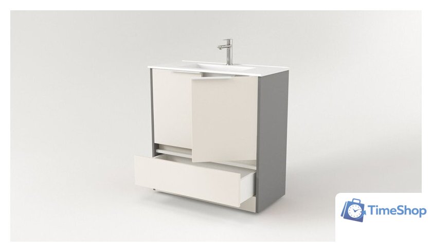  Дабер Тумба под умывальник 017 Тобага/Эридан 80 Т17.8Т.0.19Б (бежевый/серый/ручка белая) - Изображение №2 — Интернет-магазин Time-Shop