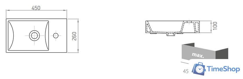 Умывальник Lapino Minos 4057 - Изображение №2 — Интернет-магазин Time-Shop