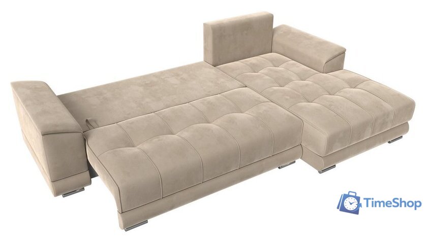 Угловой диван Лига диванов НордСтар правый 121105 (велюр бежевый/подушки велюр бежевый) - Изображение №8 — Интернет-магазин Time-Shop