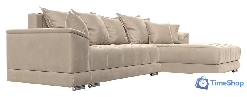 Угловой диван Лига диванов НордСтар правый 121105 (велюр бежевый/подушки велюр бежевый) - Изображение №4 — Интернет-магазин Time-Shop