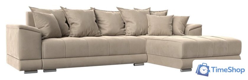 Угловой диван Лига диванов НордСтар правый 121105 (велюр бежевый/подушки велюр бежевый) - Изображение №1 — Интернет-магазин Time-Shop