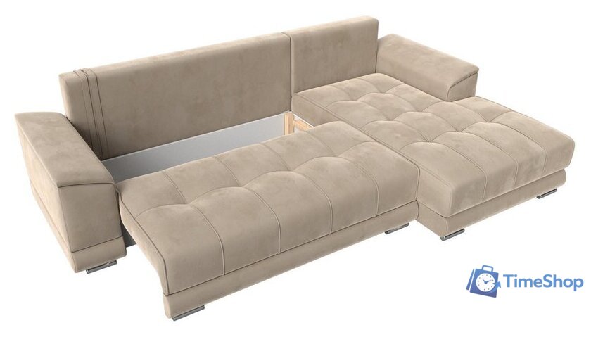 Угловой диван Лига диванов НордСтар правый 121105 (велюр бежевый/подушки велюр бежевый) - Изображение №7 — Интернет-магазин Time-Shop