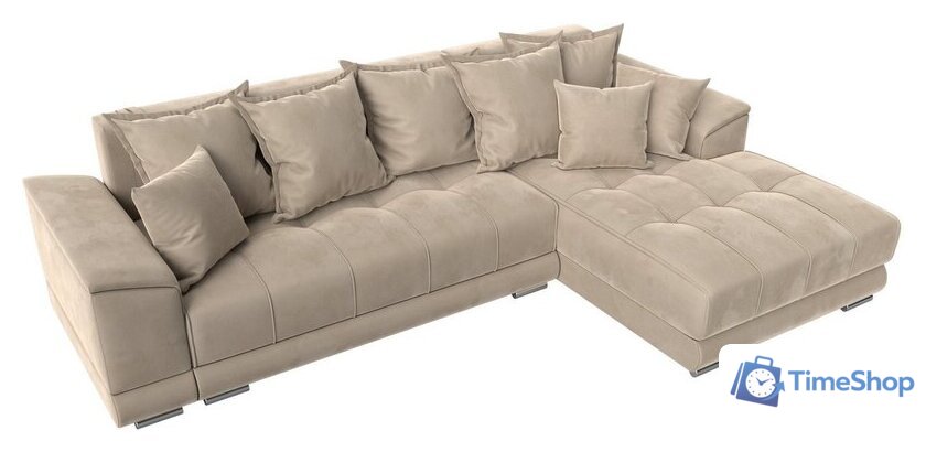 Угловой диван Лига диванов НордСтар правый 121105 (велюр бежевый/подушки велюр бежевый) - Изображение №6 — Интернет-магазин Time-Shop