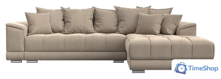 Угловой диван Лига диванов НордСтар правый 121105 (велюр бежевый/подушки велюр бежевый) - Изображение №2 — Интернет-магазин Time-Shop