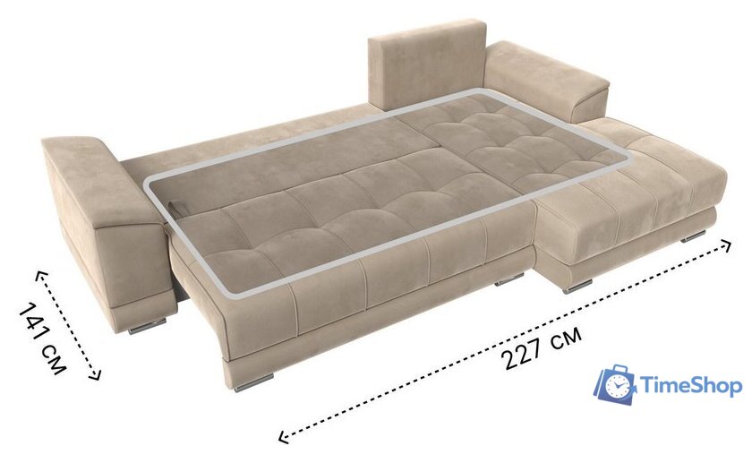 Угловой диван Лига диванов НордСтар правый 121105 (велюр бежевый/подушки велюр бежевый) - Изображение №10 — Интернет-магазин Time-Shop